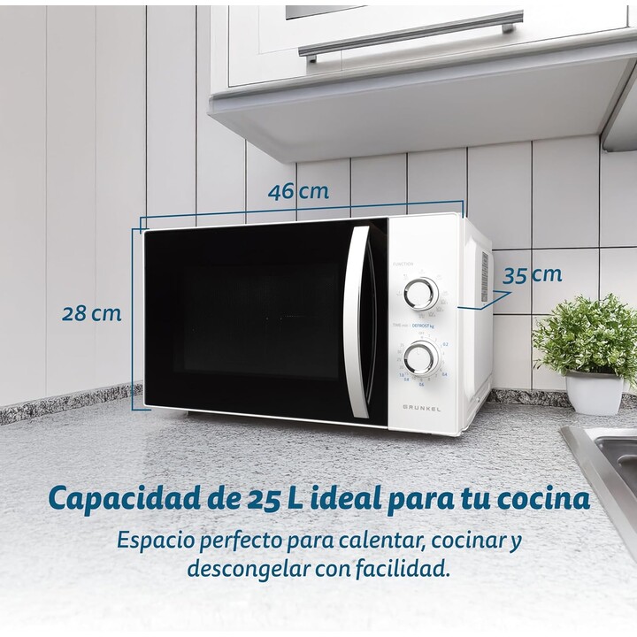 Micro-ondas Grunkel MWG-25GRILL, 25L e 850W com função Grill para resultados estaladiços e uniformes, Branco