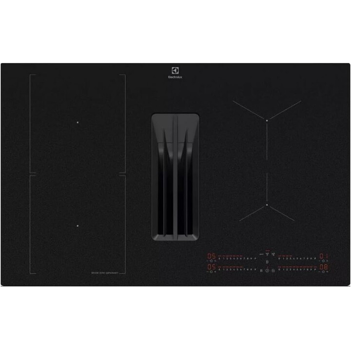 Electrolux ECC83443CZ, Piano cottura a induzione SaphirMatt con estrattore integrato e design ad alta resistenza, nero