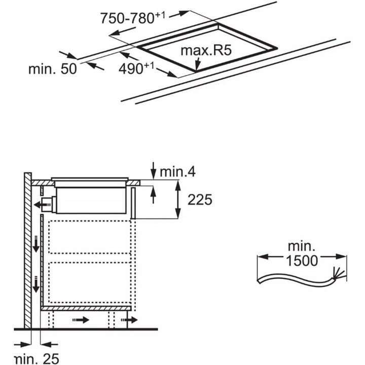 Electrolux ECC83443CZ, Piano cottura a induzione SaphirMatt con estrattore integrato e design ad alta resistenza, nero