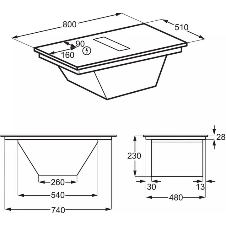 Electrolux ECC83443CZ, Piano cottura a induzione SaphirMatt con estrattore integrato e design ad alta resistenza, nero