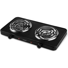 Maestro MR-770-2, Double cuisinière électrique avec 2000W et contrôle de la température réglable, noir