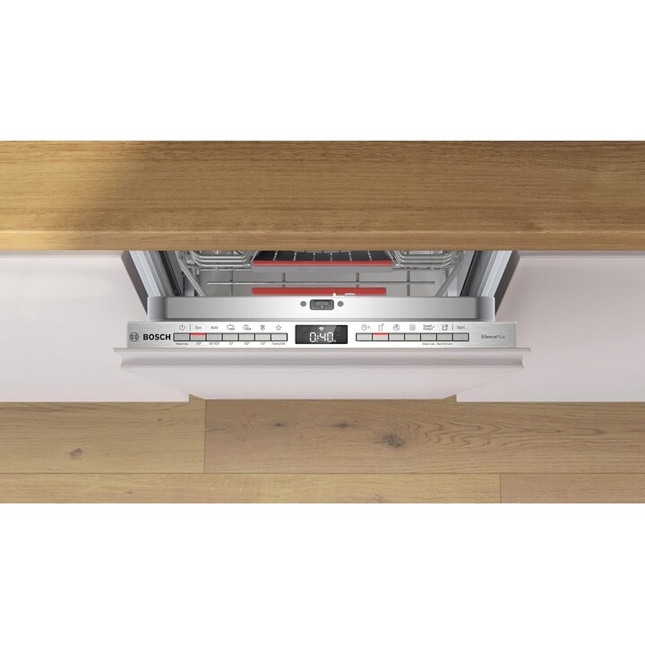 Bosch Serie 2 SPV2HMX02E, Lavavajillas integrado de 45 cm para 10 cubiertos con motor silencioso, Blanco
