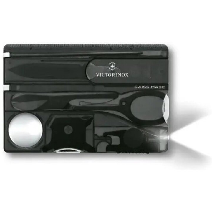 Victorinox SwissCard Classic Multiherramienta 10 Funciones Formato Tarjeta de Crédito Onyx Translúcido