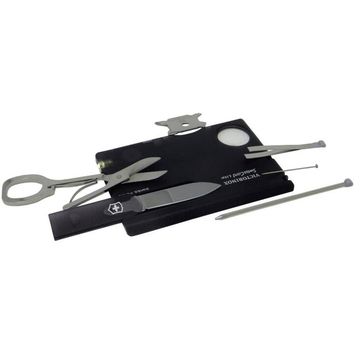 Victorinox SwissCard Classic Multiherramienta 10 Funciones Formato Tarjeta de Crédito Onyx Translúcido