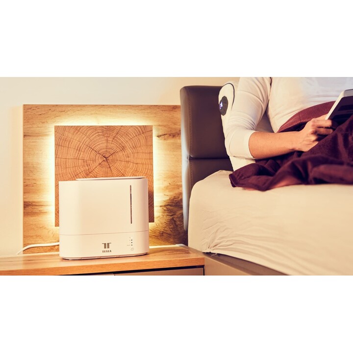 Tesla TSL-AC-PRO4, umidificatore d'aria WiFi intelligente con diffusore di aromi e sistema di controllo a LED su schermo, bianco