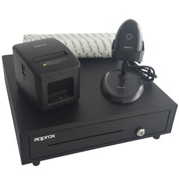 Approx APPPOSPACK4180LAN Geldlade, Thermodrucker, Barcode-Scanner und Thermorollen