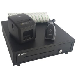 Approx appPOSPACK4180LAN-2D kit POS com gaveta de dinheiro, impressora térmica, leitor de códigos e rolos, preto