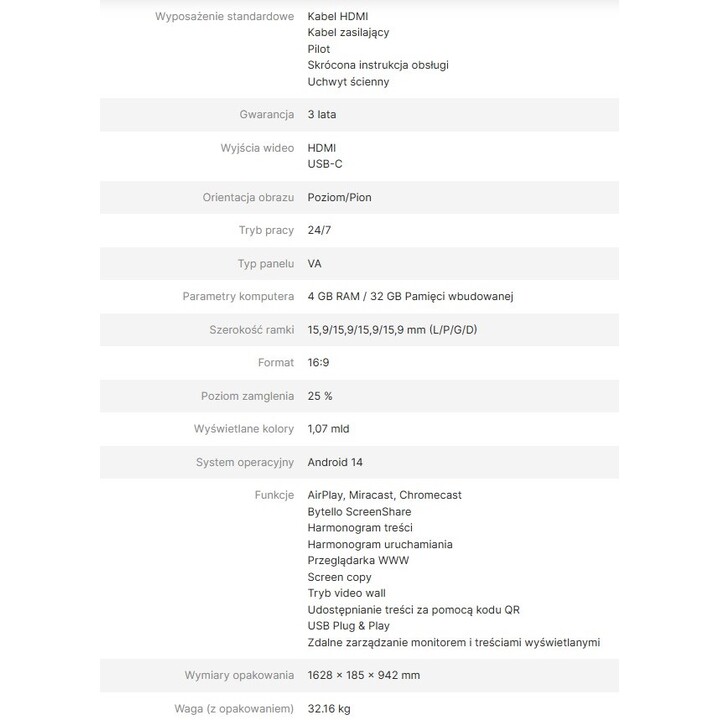 Monitor informativo AVTEK DS2 da 65"