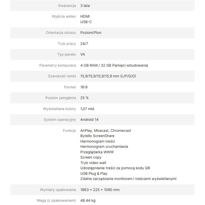 Monitor informativo AVTEK DS2 da 75"