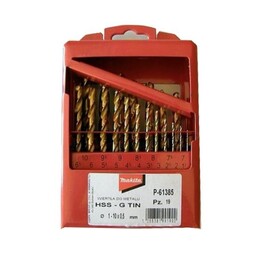Jogo de brocas de titânio HSS-G TIN, 19 peças, 1-10 mm