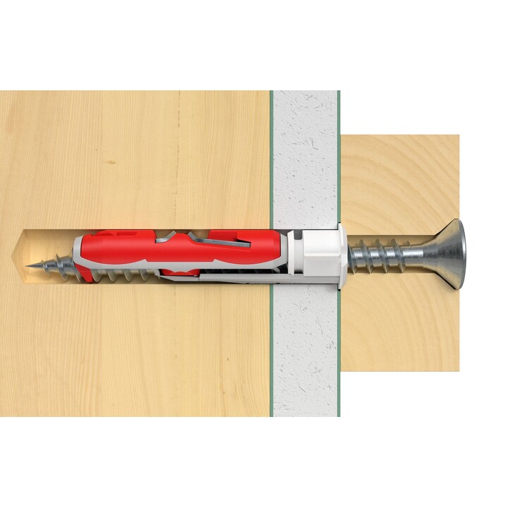 Fischer 537258 Ancoraggio a vite e tassello, 50 pezzi, set di tasselli e viti da parete, 50 mm