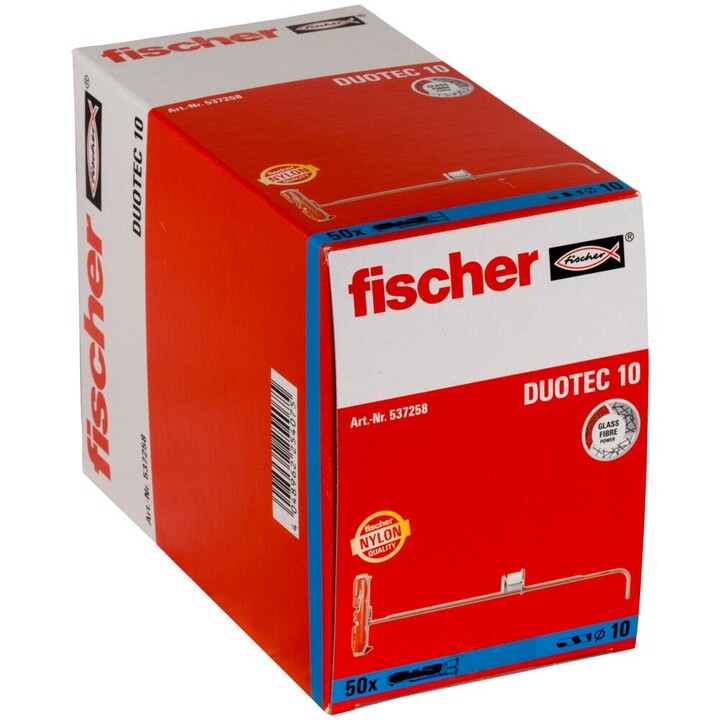 Fischer 537258 ancrage à vis et cheville murale 50 pièce(s) Kit de fiches murales et vis 50 mm