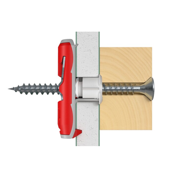 Fischer 537258 Ancoraggio a vite e tassello, 50 pezzi, set di tasselli e viti da parete, 50 mm