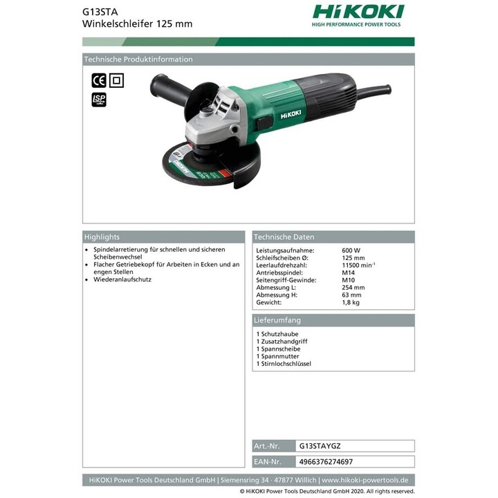 Rebarbadora Hikoki G13STA 1,8 kg