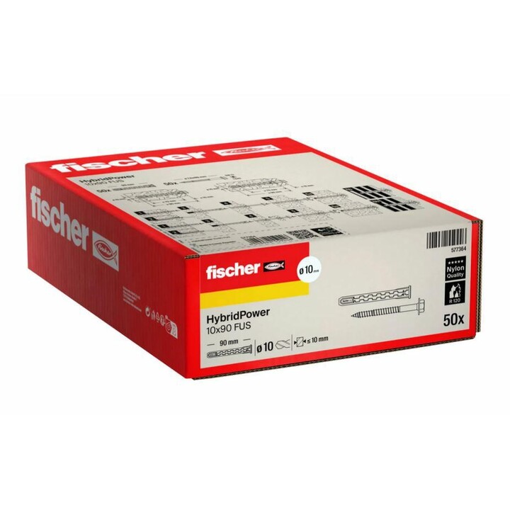 FISCHER KOŁEK HYBRIDPOWER 10x90 /50szt. KLUCZ OGNIOODPORNY