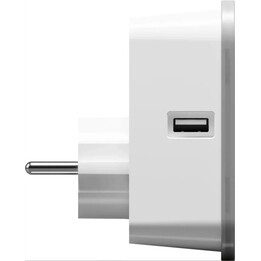 Tesla Double 2 USB, Smart WiFi Plug mit zwei USB-Ladeanschlüssen und Fernsteuerung über ein mobiles Anwendungssystem, weiß