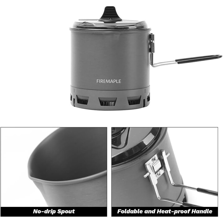 Fire-Maple Petrel, système de cuisson ultraléger avec échangeur de chaleur pour une cuisson efficace en montagne, gris