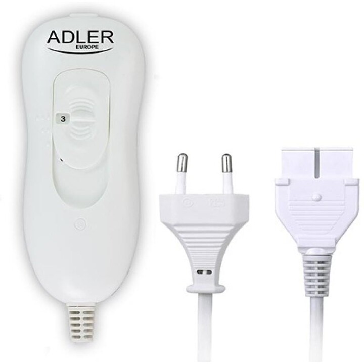 Adler AD 7426, Manta eléctrica calientacamas 60W con suave tejido polar y poliéster para un descanso térmico confortable, Gris