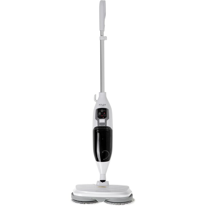 Adler AD 7052, Multifunction Steam Mop with Swivel Head and Water Tank for Deep Surface Cleaning and Sanitizing, Black