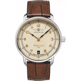 Zeppelin Mediterranee 96415 36mm in acciaio inossidabile con cinturino in pelle marrone
