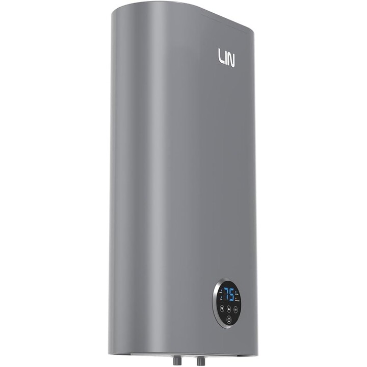 LIN LIFVD1, Aquecedor de Água Elétrico de 30L com Isolamento Térmico de Alta Densidade para Casa, Cinzento