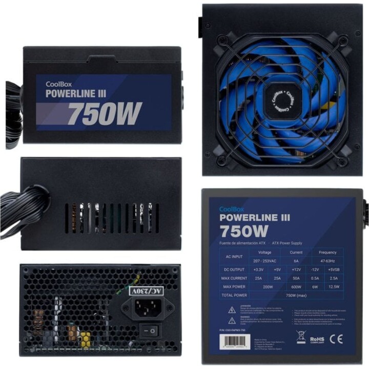 Fuente Alimentación Coolbox Powerline III 750W Eficiencia 85%