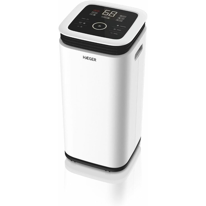 Haeger Digi Desumi 16, Digitaler Luftentfeuchter mit 16 Liter Fassungsvermögen und LCD-Kontrolle, weiß