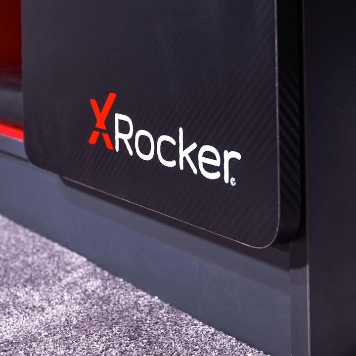 X Rocker Carbon-Tek, Gaming TV Stand with LED Lighting and Sturdy Structural Design, Grey