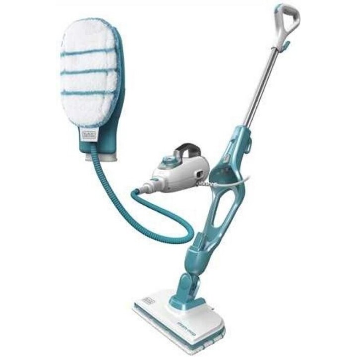 Black & Decker 9IN1 Fregona a Vapor, 1300W Fregona a Vapor con Multi-Accesorios, Turquesa