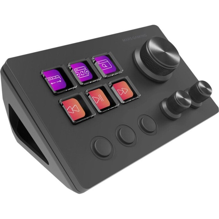 Mars Gaming MSD-TWO Control Deck compatto con 6 tasti LCD personalizzabili e 3 rotelle per Windows e macOS - Nero