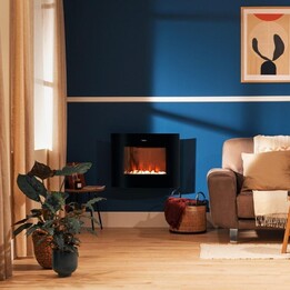 Cecotec ReadyWarm 2650 Curved Flames, lareira eléctrica com efeito de chama curva, preto