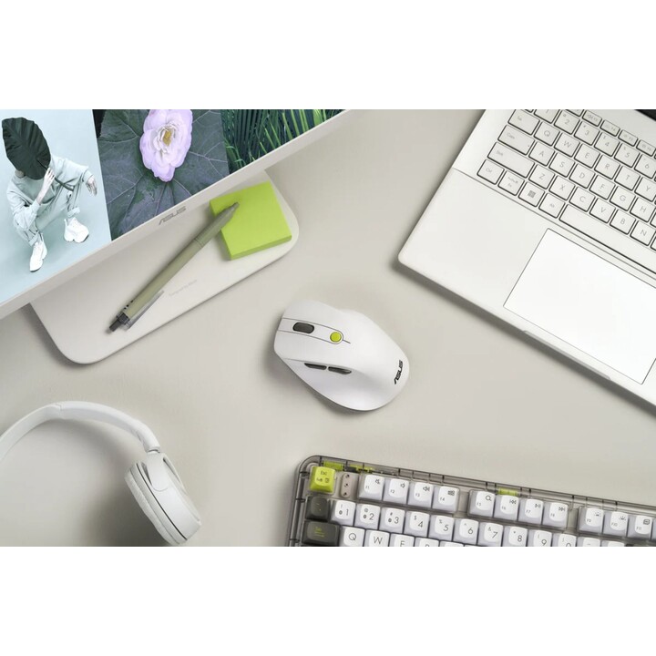 ASUS MD105 Mouse Bluetooth RF senza fili 2400 DPI Bianco Verde Ergonomico