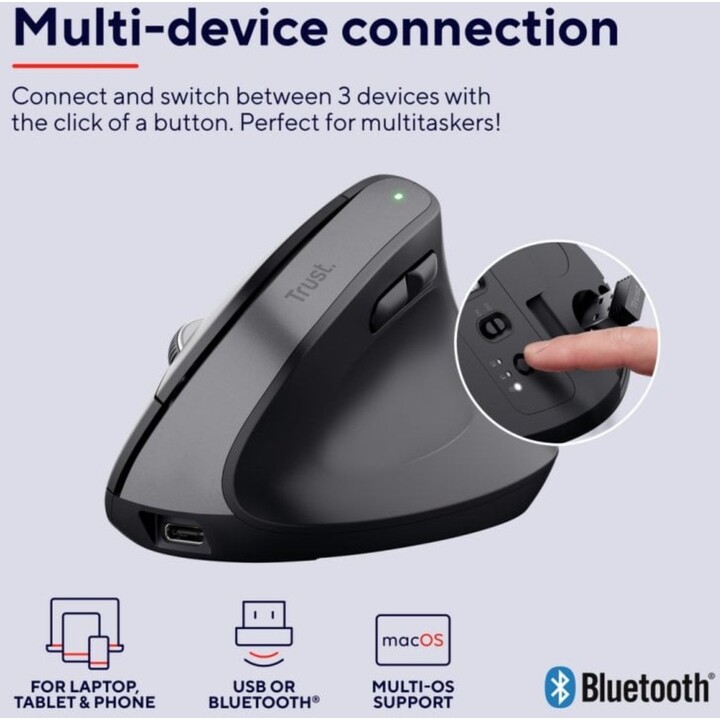 Trust Bayo+ Wireless Vertical Mouse 2400 DPI Black