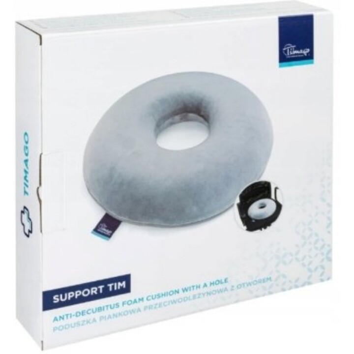 TIM SUPPORT Poduszka Piankowa z Otworem Almohada de espuma viscoelástica con orificio central para mayor comodidad, Blanco