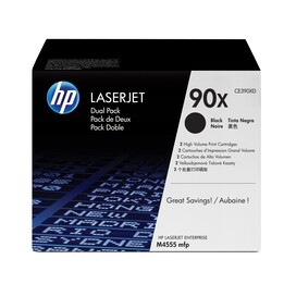 Pack of 2 original HP CE390XD black toner cartridges, 90x, 48,000 pages