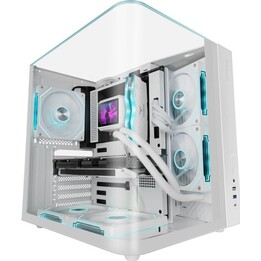 Mars Gaming Mc-infiniolite PC Tower ATX Gaming Case with Tempered Glass Top Panel and Dual Cameras, White