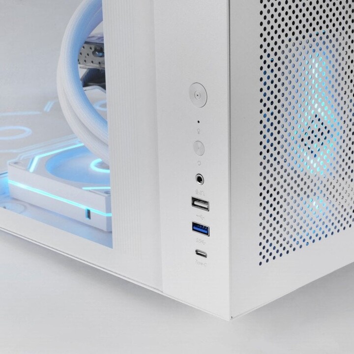 Mars Gaming Mc-infiniolite PC Tower ATX Gaming Case con pannello superiore in vetro temperato e doppia telecamera, bianco