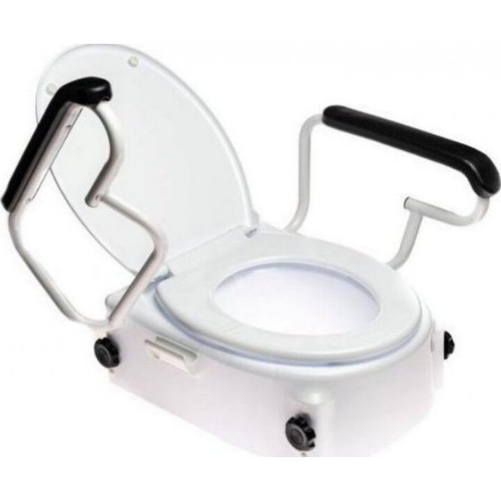Nasadka Toaletowa Toilet Seat Elevator with Lid and Armrests for Safety, White