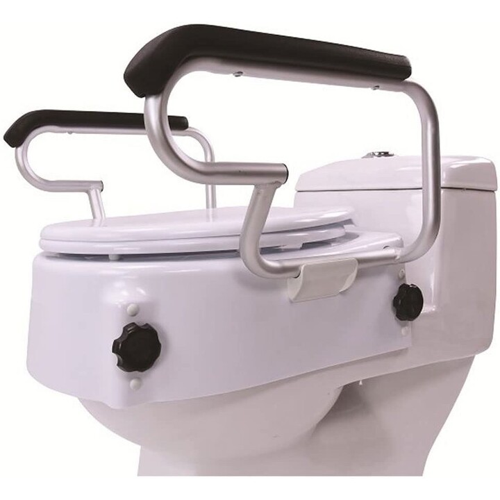 Nasadka Toaletowa Toilet Seat Elevator with Lid and Armrests for Safety, White
