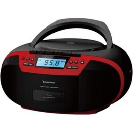 Sunstech CXUM54BTRD Radio CD portatile con cassette, Bluetooth e USB, rosso