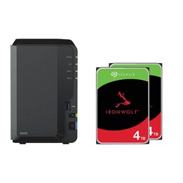 Gabinete vacío para servidor NAS Synology DiskStation DS223 de 2 bahías + discos duros Seagate Ironwolf SATA de 3,5" y 8 TB