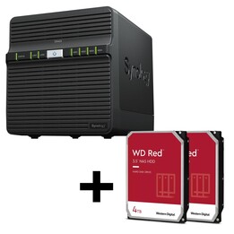 Server NAS Synology DiskStation DS423 a 4 alloggiamenti, involucro vuoto + 2 dischi rigidi WD Red SATA da 3,5" da 4 TB