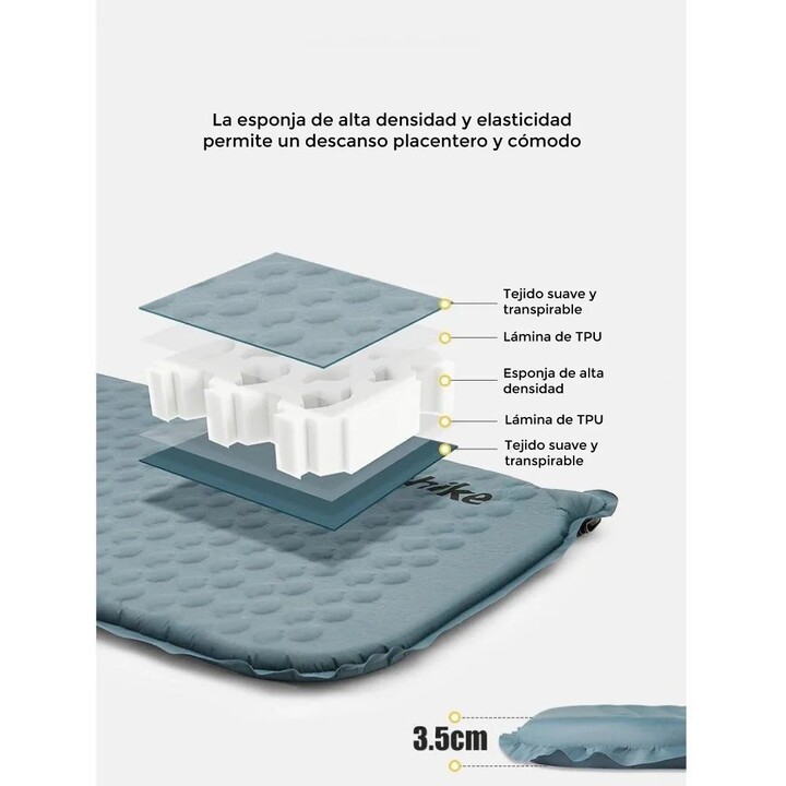 Naturehike Cnk2300Dz013 Self-inflating Camping Mat Mummy Shape for Outdoor, Blue