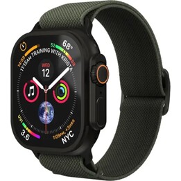 Bracelete de nylon clássica Vonmählen para Apple Watch 44/45/46/49 mm, verde-oliva