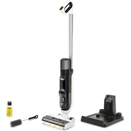 Kärcher FCV 3 Extra+ Balai à franges électrique sans fil avec fonction d'aspiration intégrée, blanc