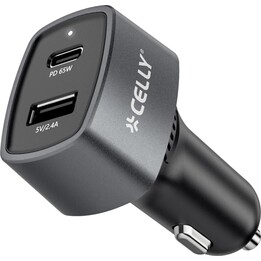 Celly CC1USBC1USBA65W - Carregador de carro USB-A/USB-C de 65 W