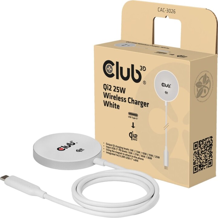 MOBILE CHARGER QI2 MAGSAFE/25W WH CAC-3026 CLUB3D