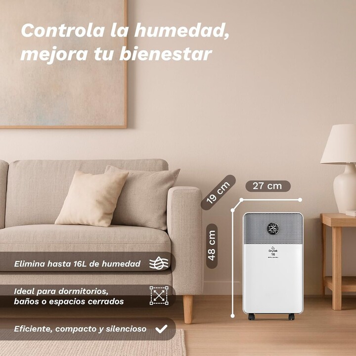 Desumidificador de ar Grunkel DH-10DT com capacidade de tanque de 2 litros e visor digital, branco