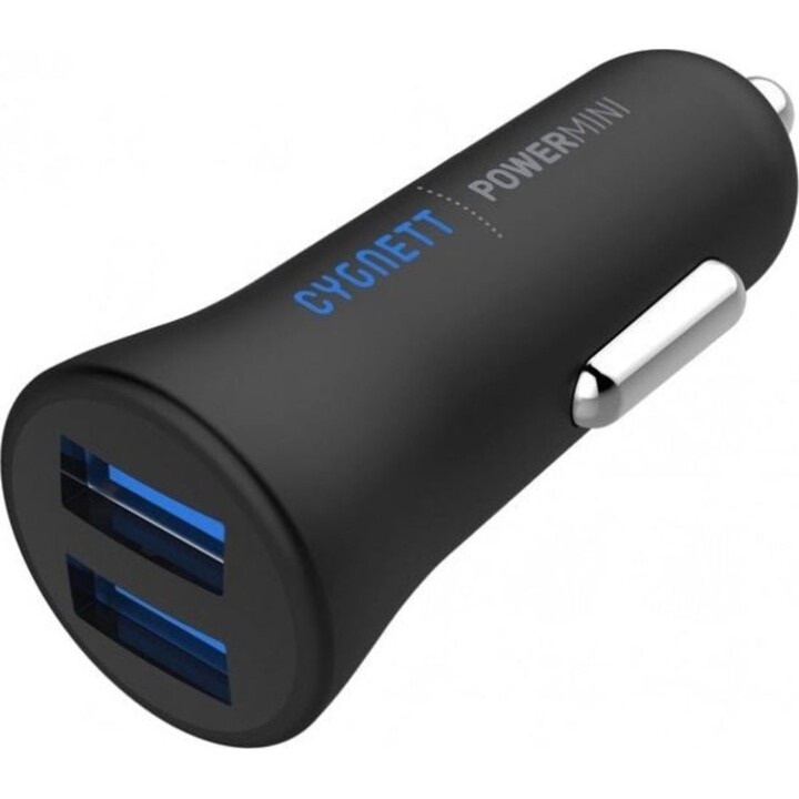Caricabatterie da auto PowerMini 4.8A con doppia porta USB - Nero