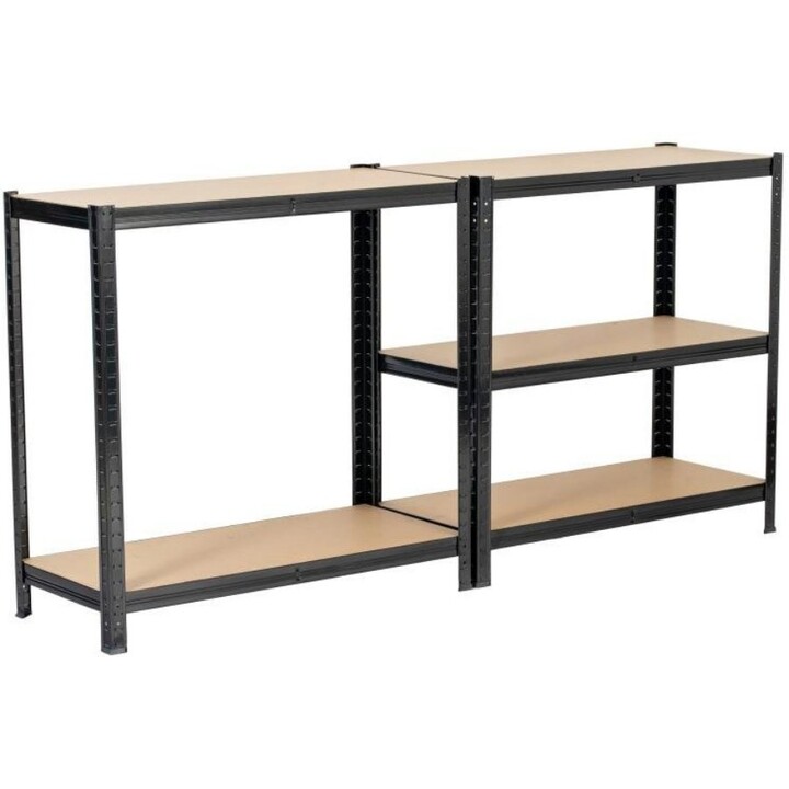 ExtraLink Estantería metálica modular para almacén y garaje 180x90x40 cm, negro